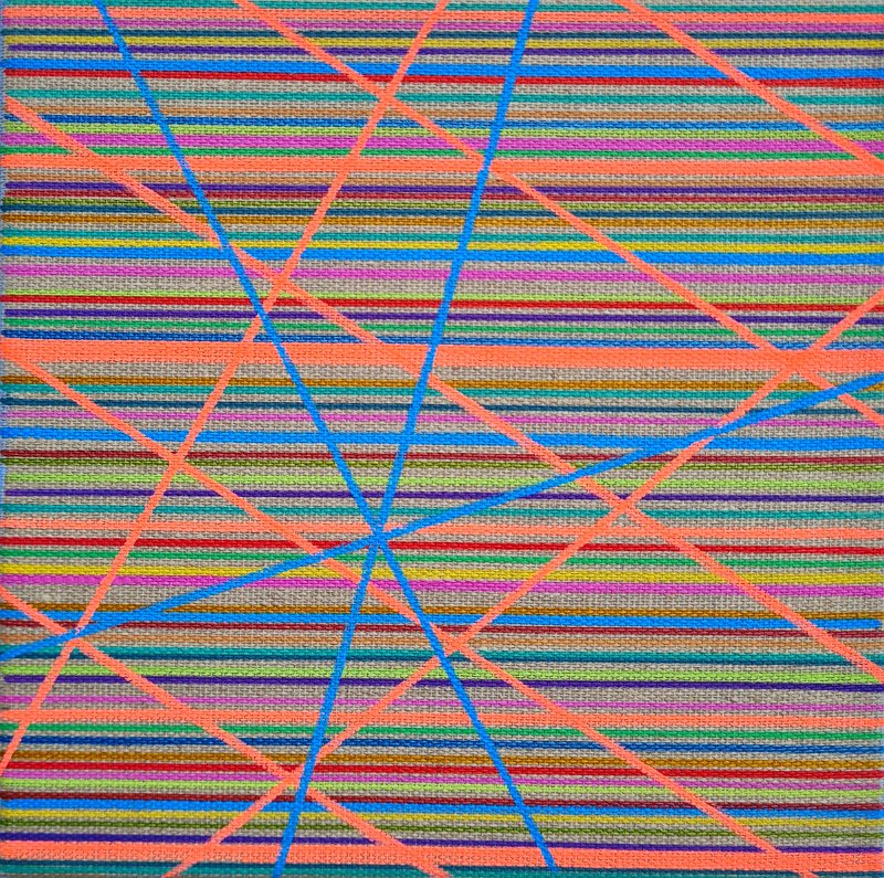 Coloured lines 1.1.1 hellblau 2026, 20x20, Acryl-Acrylstifte auf Leinwand, € 210
